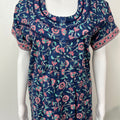 Royal Blue Pure Cotton Nightgown with Contrast Print