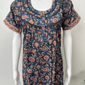 Navy Blue Printed 100% Cotton Nighty