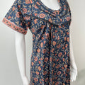 Navy Blue Printed 100% Cotton Nighty