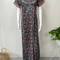 Navy Blue Printed 100% Cotton Nighty