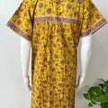 Mustard Floral Printed 100% Cotton Nighty.