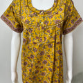 Mustard Floral Printed 100% Cotton Nighty.