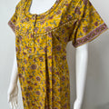 Mustard Floral Printed 100% Cotton Nighty.