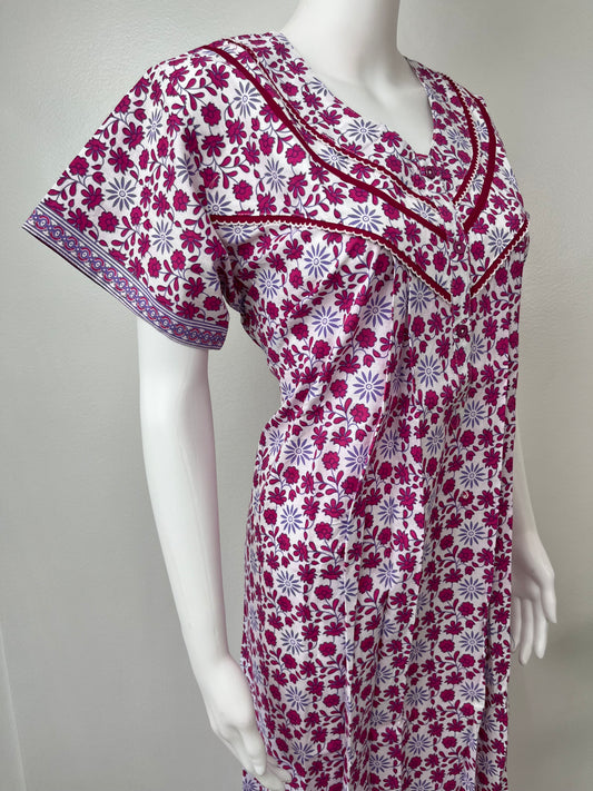 Floral 100% Cotton Nightgown Soft & Breathable