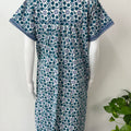 Blue Pleated Pure Cotton Nighty for Women
