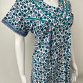 Blue Pleated Pure Cotton Nighty for Women