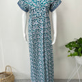 Blue Pleated Pure Cotton Nighty for Women
