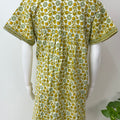 Yellow Pure Cotton Pleated Nighty for Women