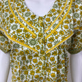 Yellow Pure Cotton Pleated Nighty for Women