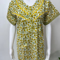 Yellow Pure Cotton Pleated Nighty for Women