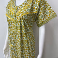 Yellow Pure Cotton Pleated Nighty for Women