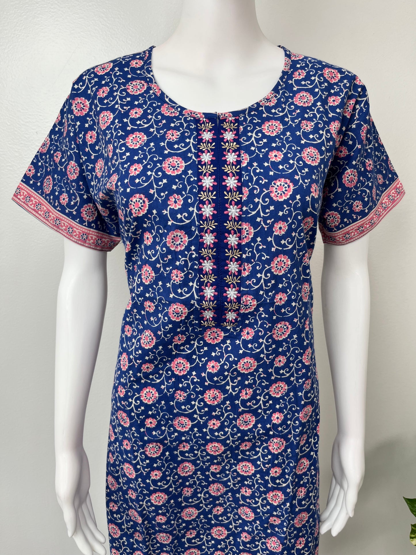 Royal Blue 100% Cotton Nighty Comfortable & Elegant