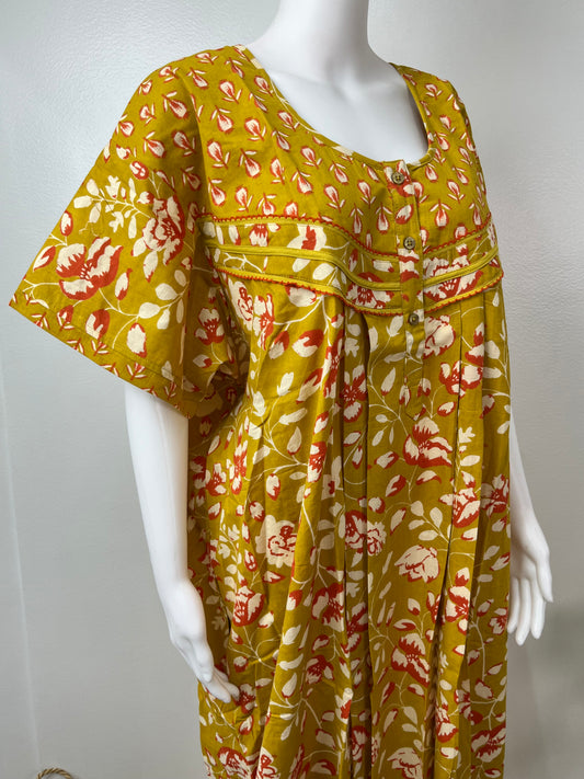 Mustard 100% Cotton Nighty Comfortable & Elegant