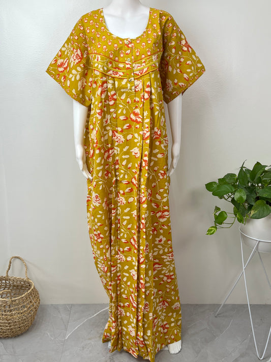 Mustard 100% Cotton Nighty Comfortable & Elegant