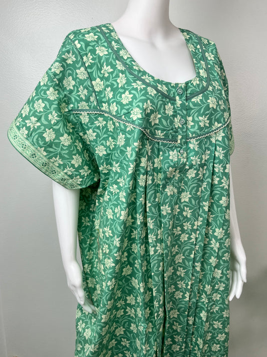Sea Green Pure Cotton Nightgown Soft & Comfortable