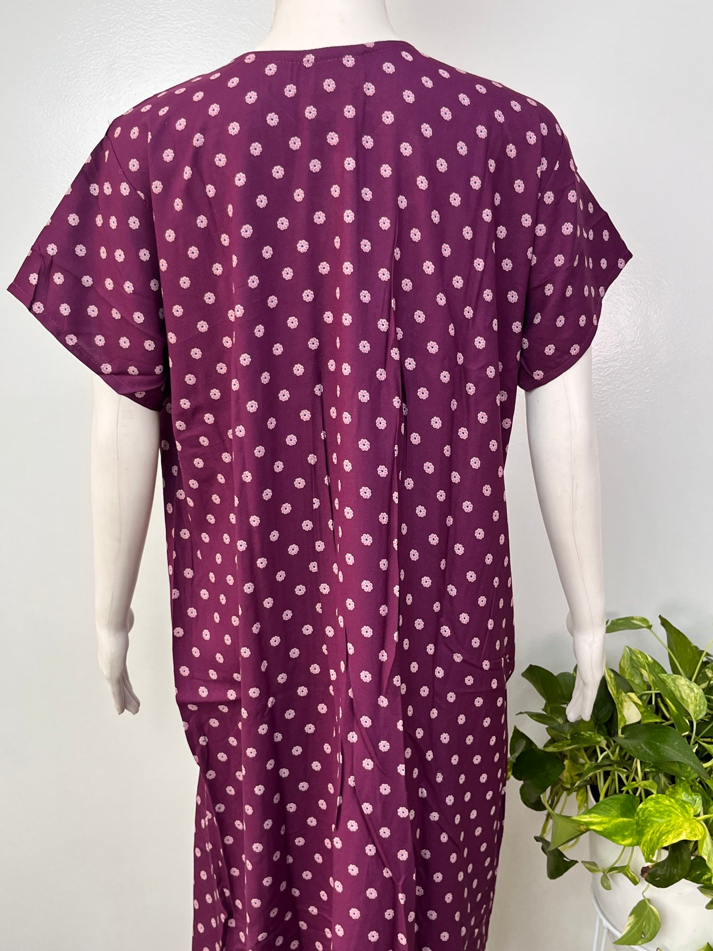 Floral print alpine pleated nighty for women with pocket