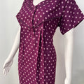 Floral print alpine pleated nighty for women with pocket