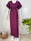 Floral print alpine pleated nighty for women with pocket