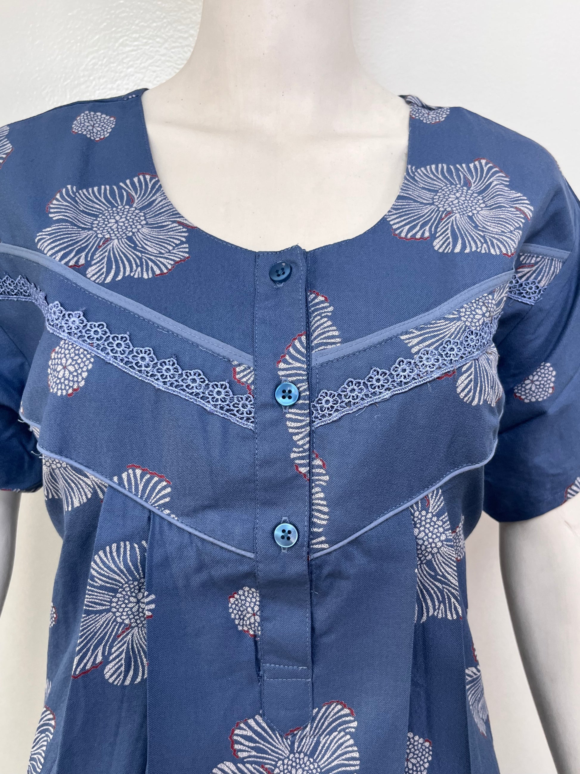 Floral alpine pleated nighty for women with pocket