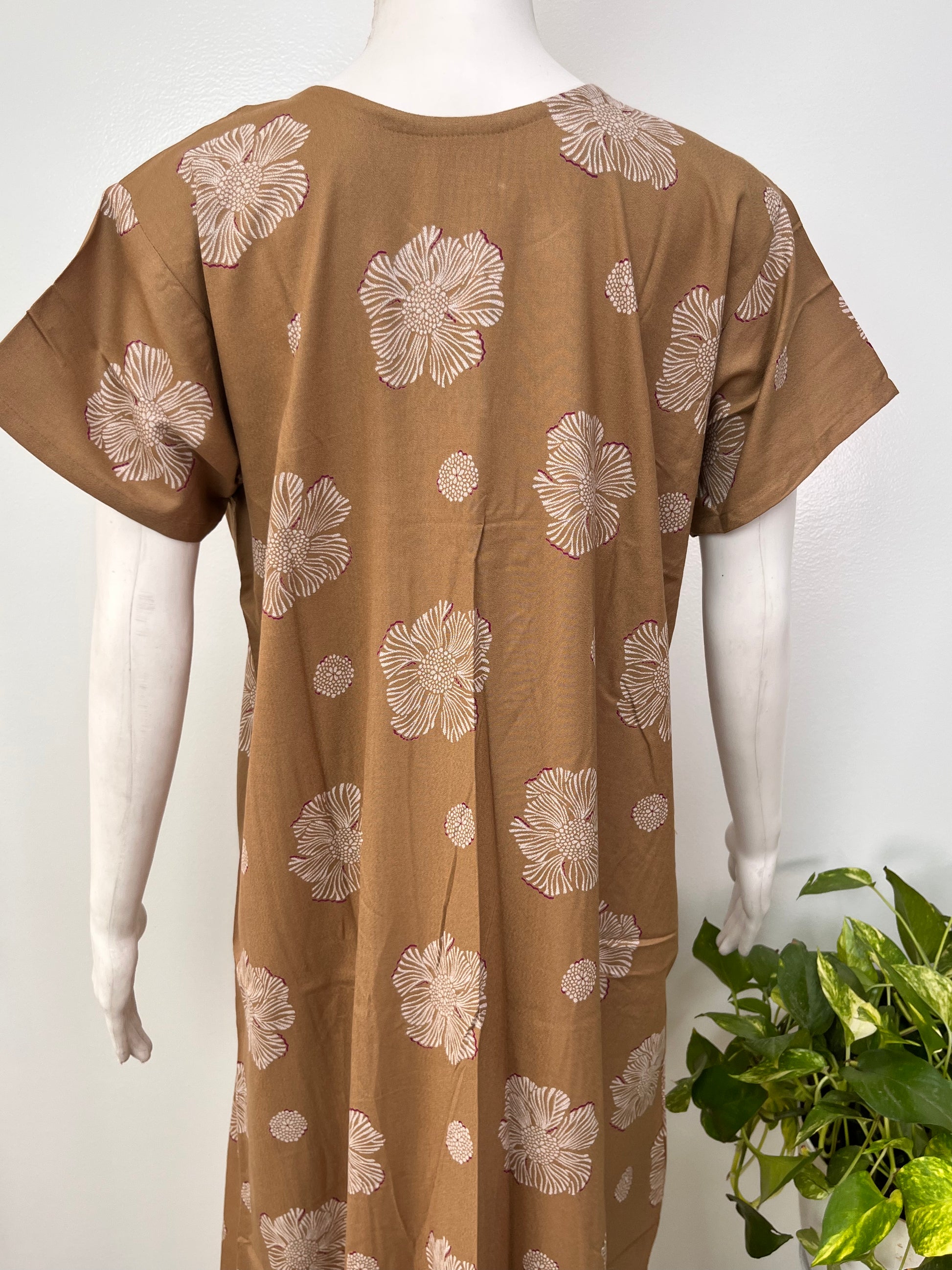 Floral alpine pleated nighty for women with pocket