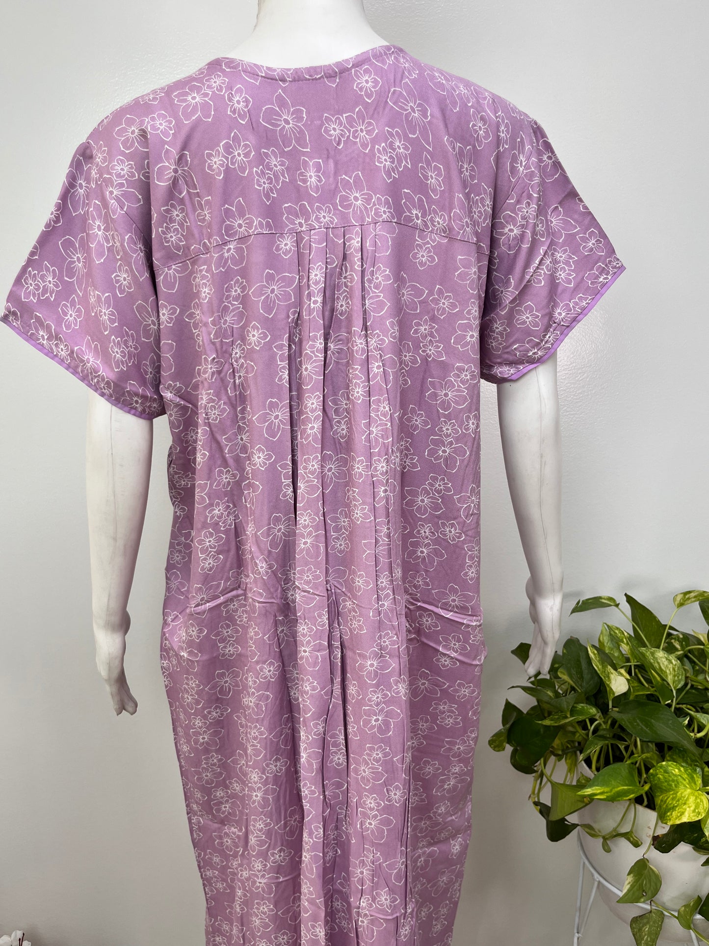 Floral rayon nighty for women, lightweight and silky