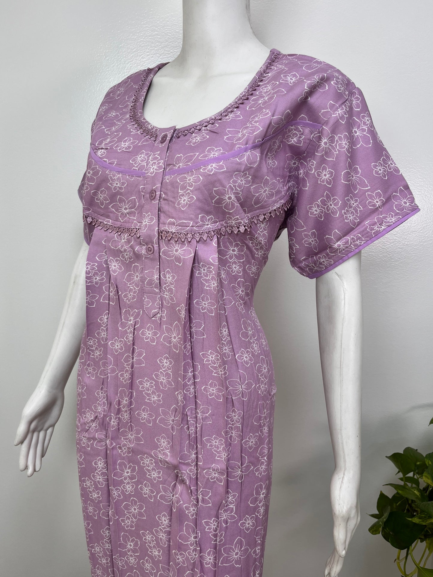 Floral rayon nighty for women, lightweight and silky