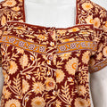 Designer pure cotton pleated nighty for women with pocket