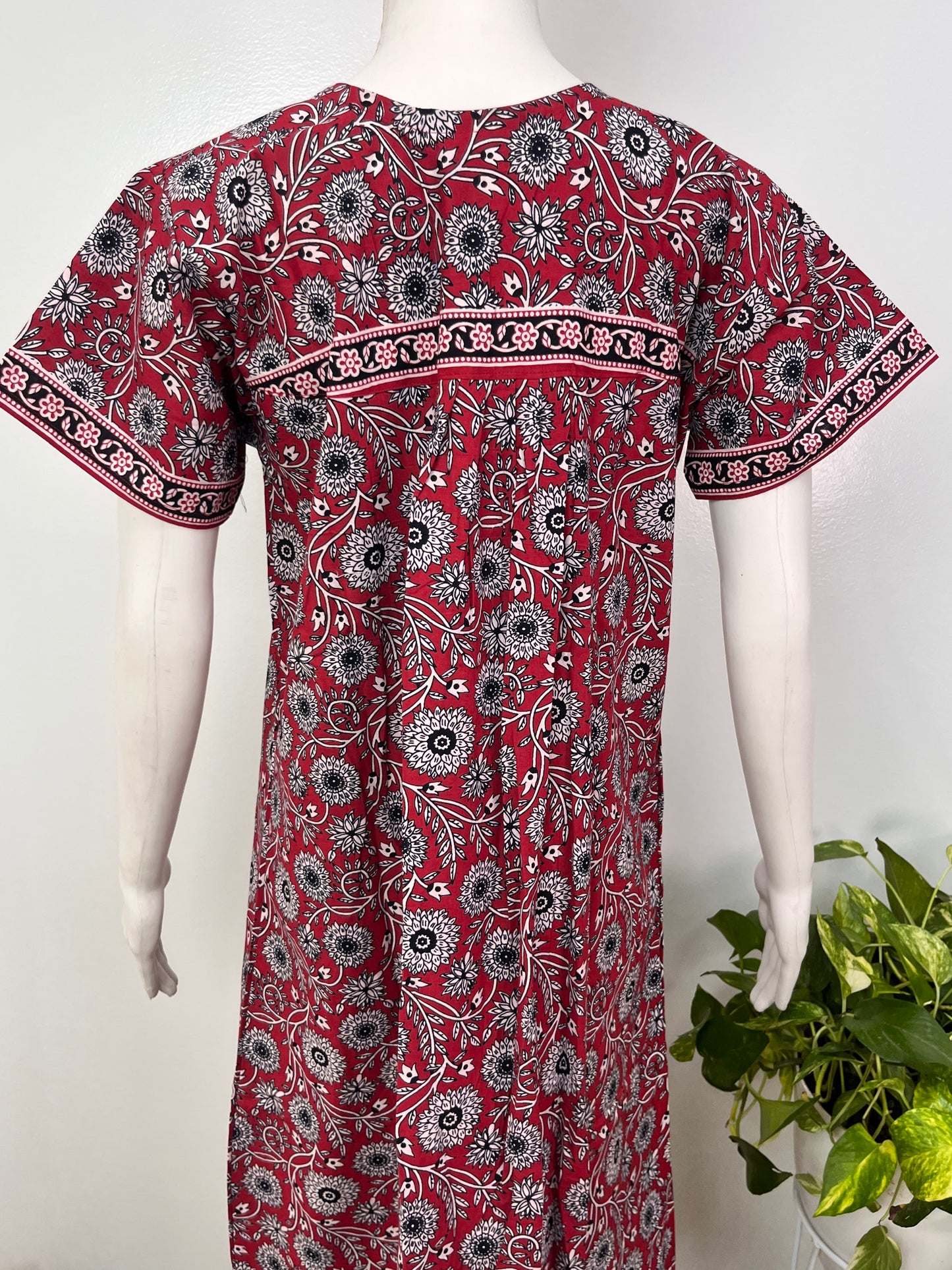 Designer pure cotton pleated nighty for women with pocket