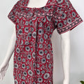 Designer pure cotton pleated nighty for women with pocket