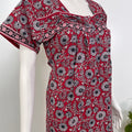 Designer pure cotton pleated nighty for women with pocket
