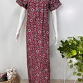 Designer pure cotton pleated nighty for women with pocket
