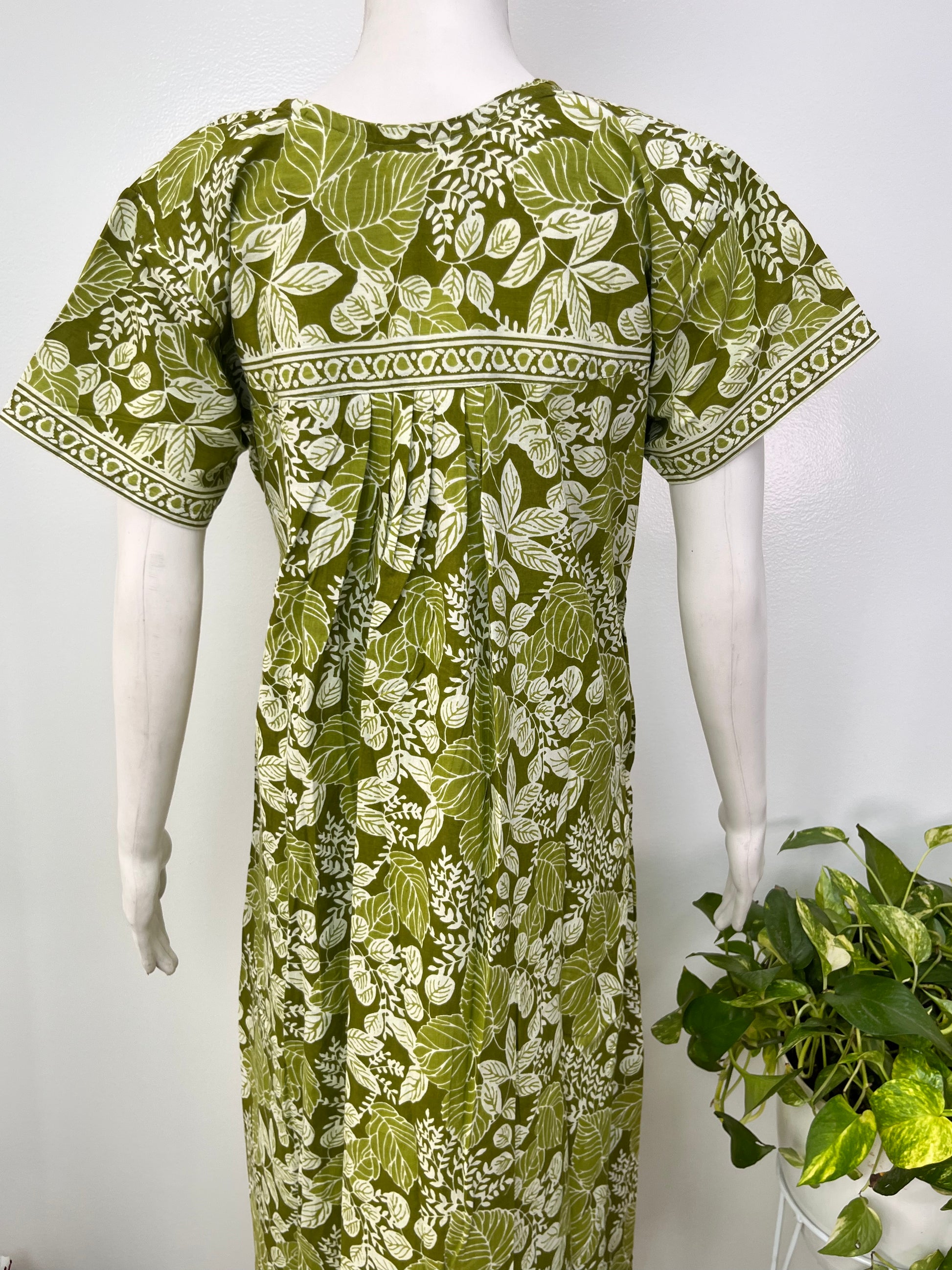 Floral printed pure cotton pleated nighty for women