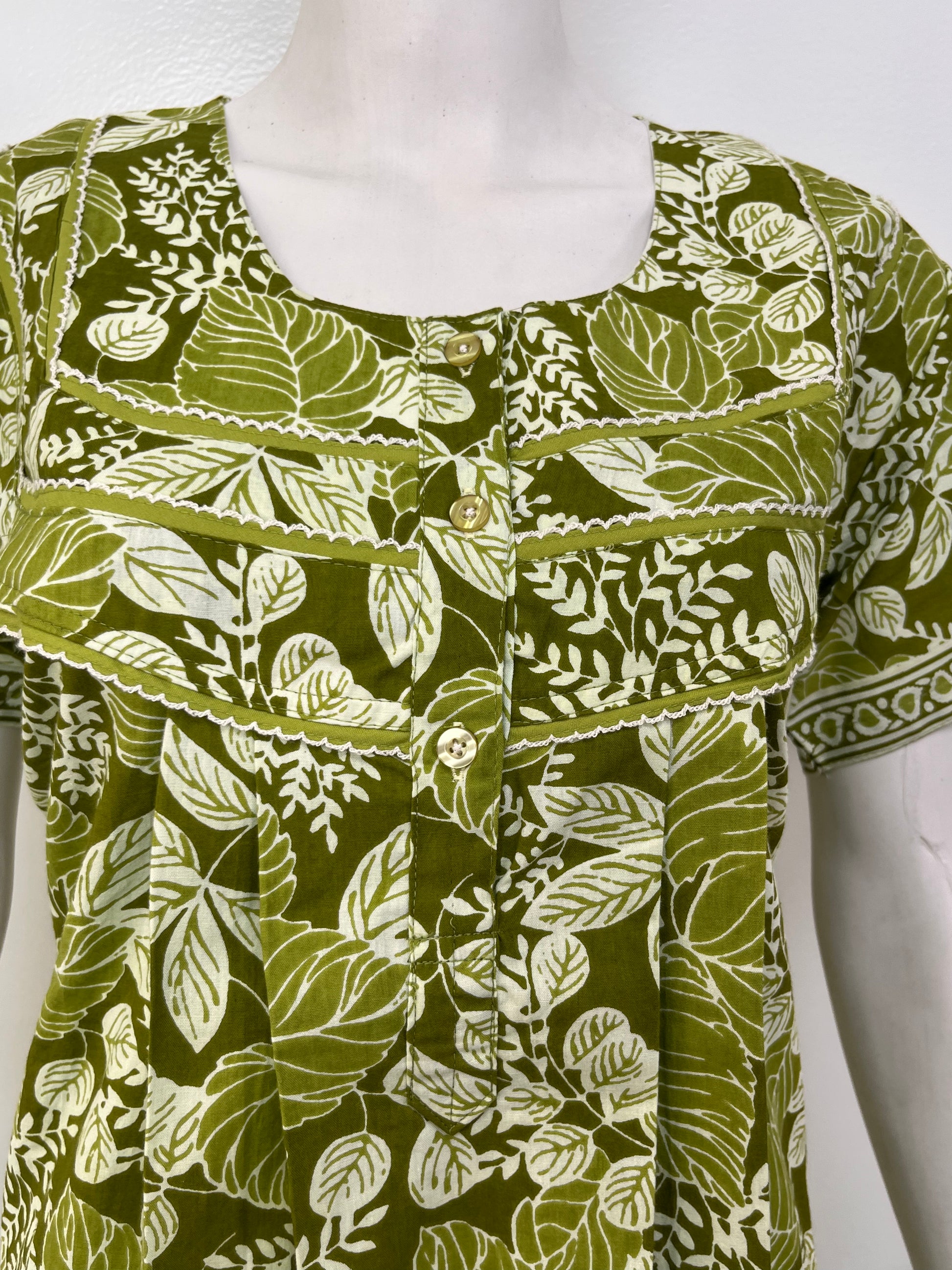 Floral printed pure cotton pleated nighty for women