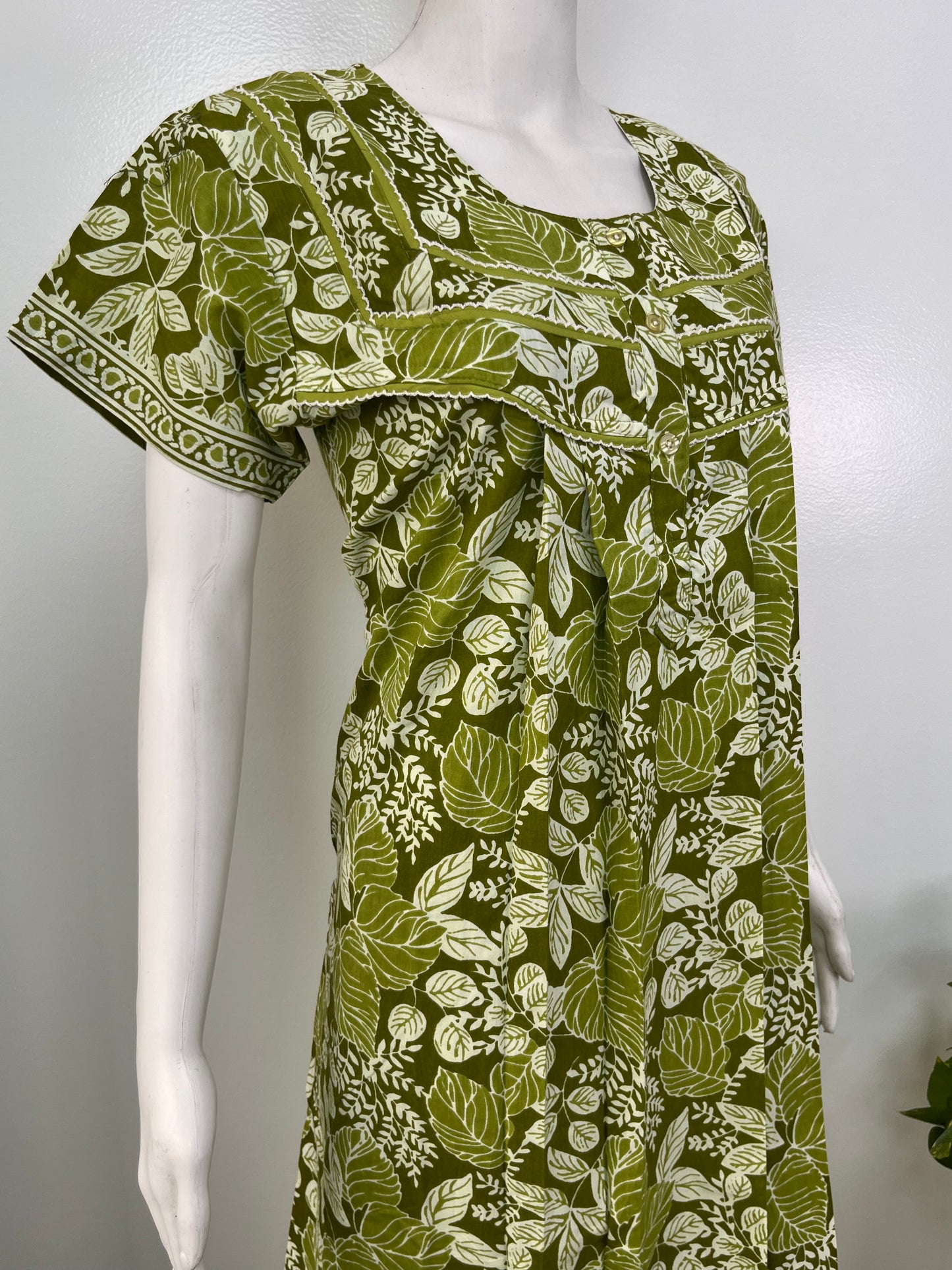 Floral printed pure cotton pleated nighty for women