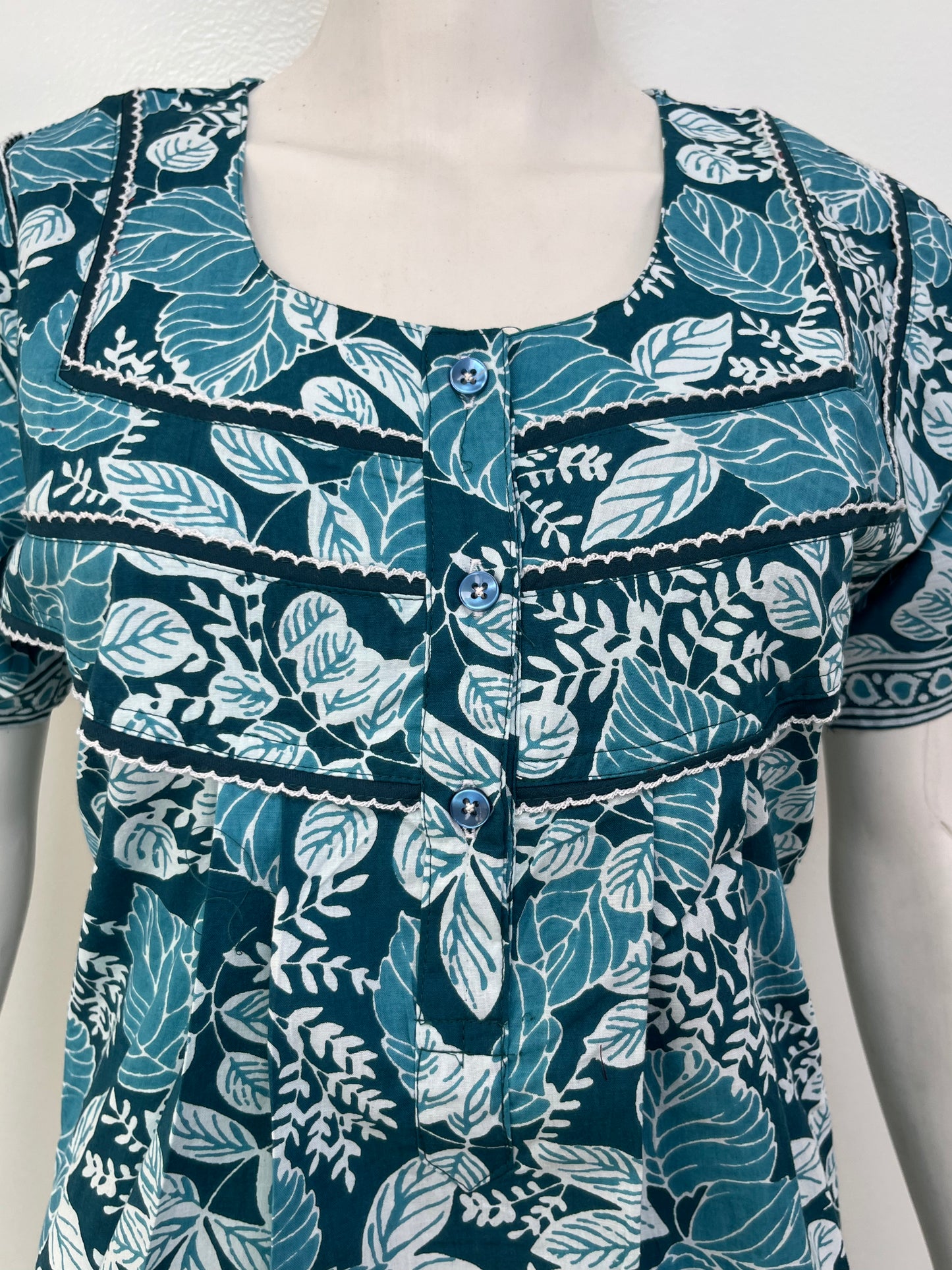 Floral printed pure cotton pleated nighty for women