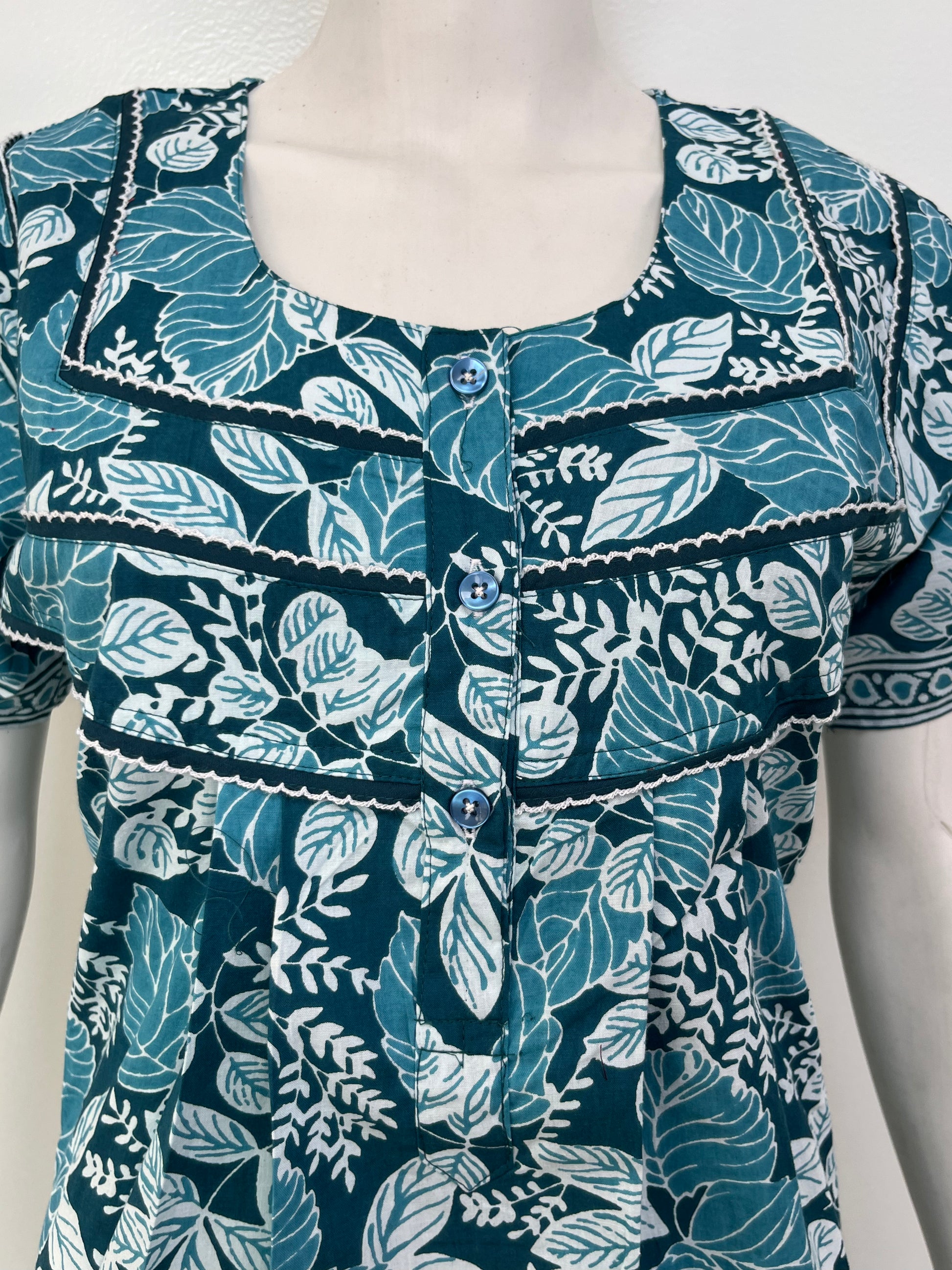 Floral printed pure cotton pleated nighty for women