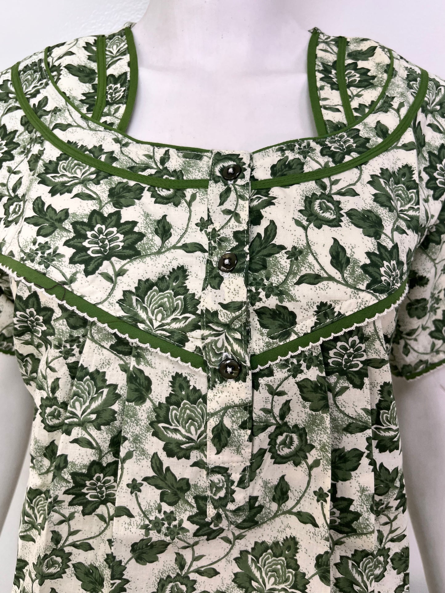 Printed pure cotton pleated nighty for women in four colours