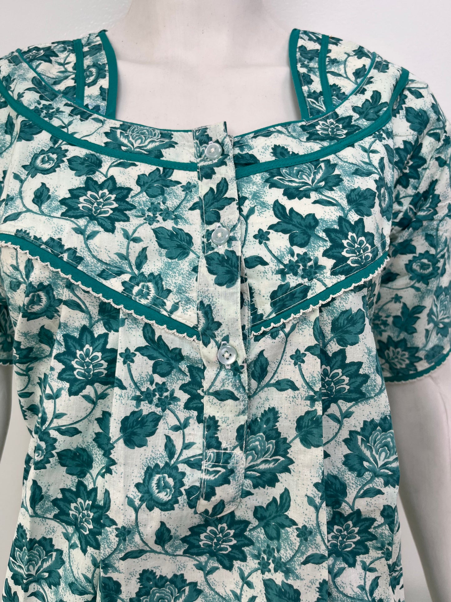 Printed pure cotton pleated nighty for women in four colours