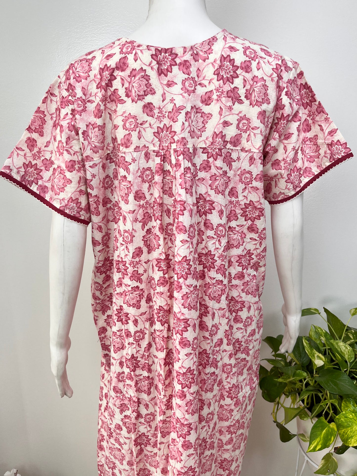 Printed pure cotton pleated nighty for women in four colours