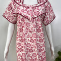 Printed pure cotton pleated nighty for women in four colours