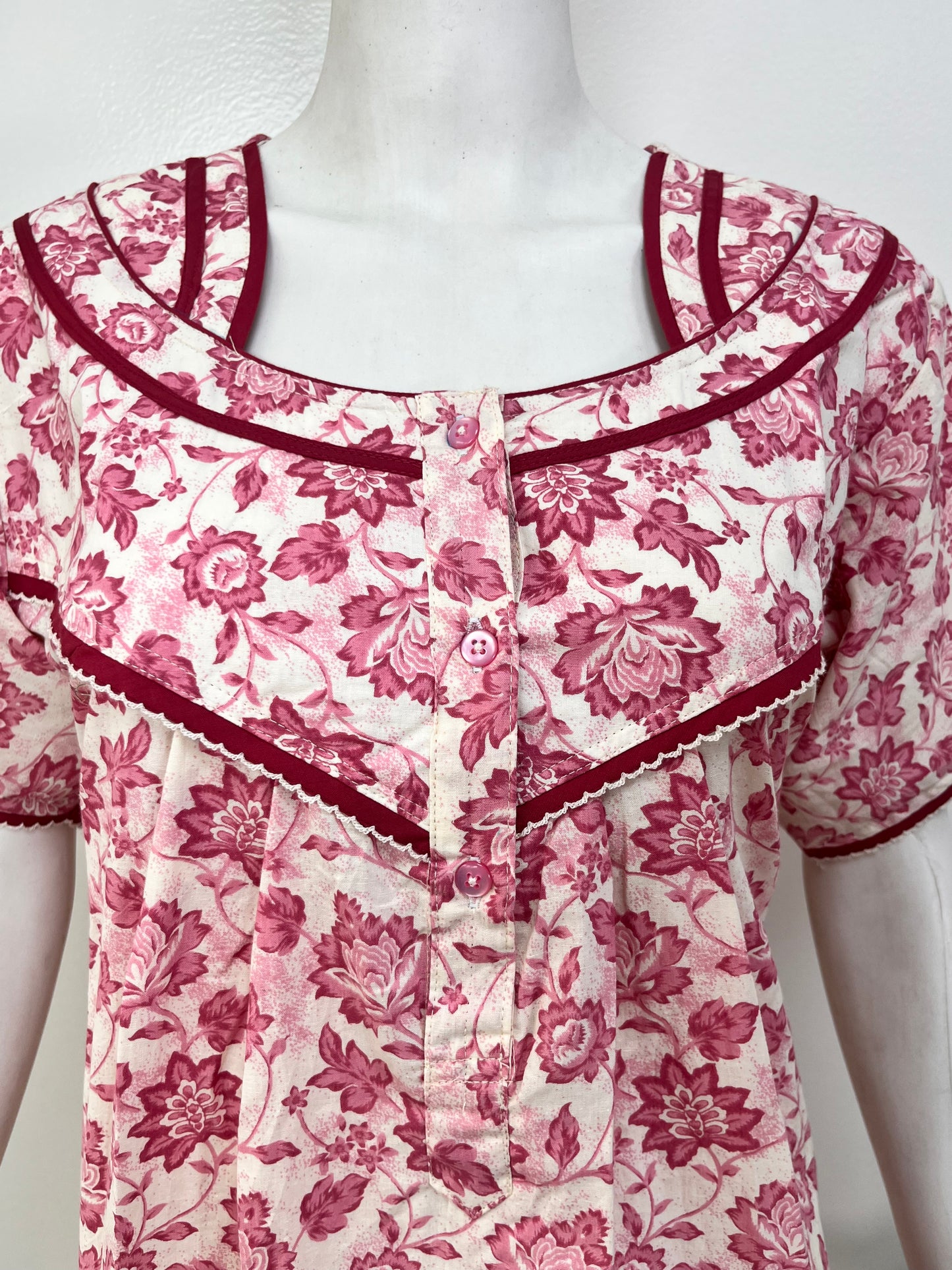 Printed pure cotton pleated nighty for women in four colours