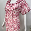 Printed pure cotton pleated nighty for women in four colours