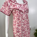 Printed pure cotton pleated nighty for women in four colours