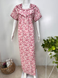 Printed pure cotton pleated nighty for women in four colours