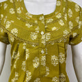 Floral pure cotton pleated nighty for women with pocket