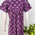 Floral pure cotton pleated nighty for women with pocket