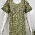 Pure cotton pleated nightgown for women with pocket