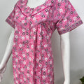 100% pure cotton pleated nighty for women in pastel shades