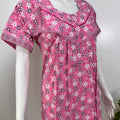 100% pure cotton pleated nighty for women in pastel shades