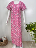 100% pure cotton pleated nighty for women in pastel shades